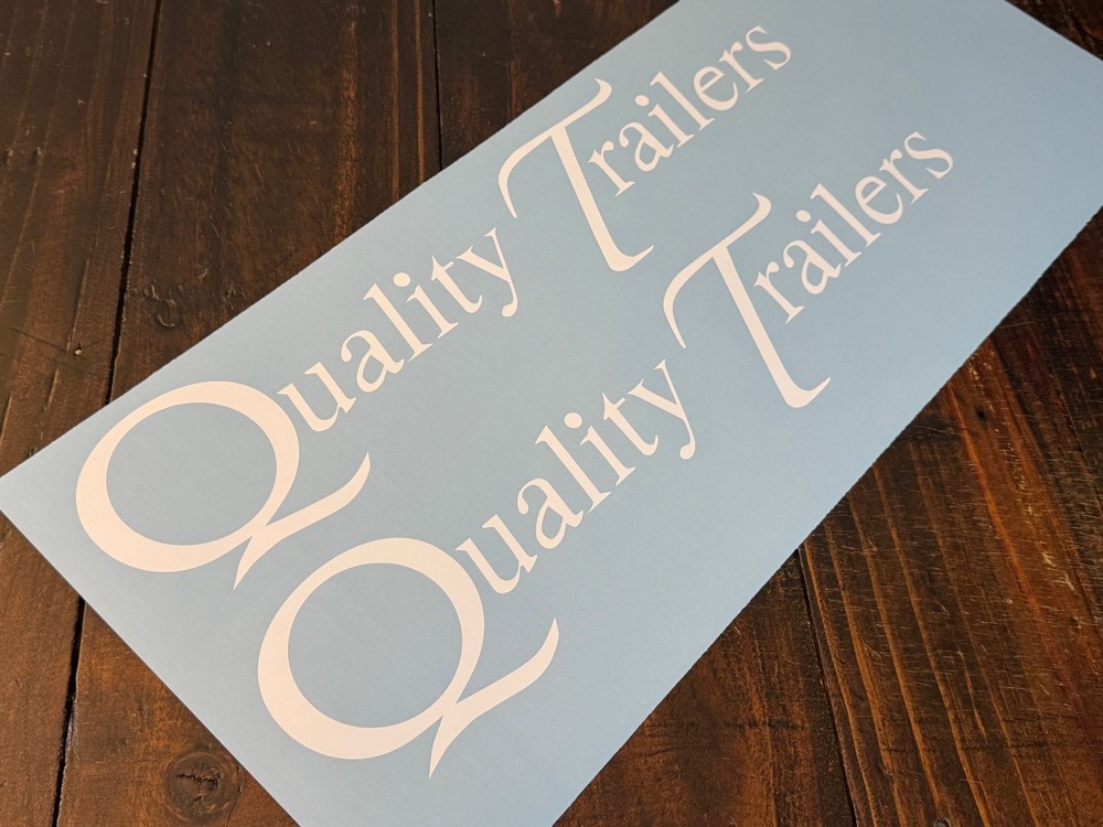Quality Trailers Replacement Trailer Decals Stickers (Set 2) White 12"-36"