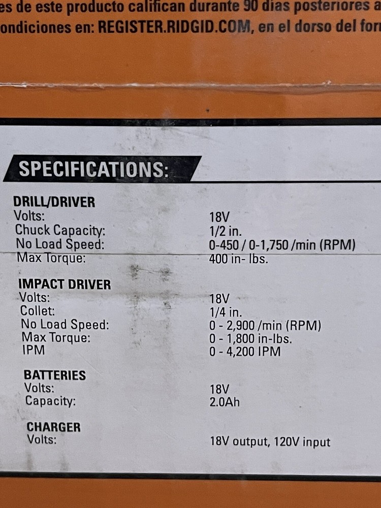 RIDGID 18V 1/2" Drill/Driver & Impact Driver Combo Kit -New