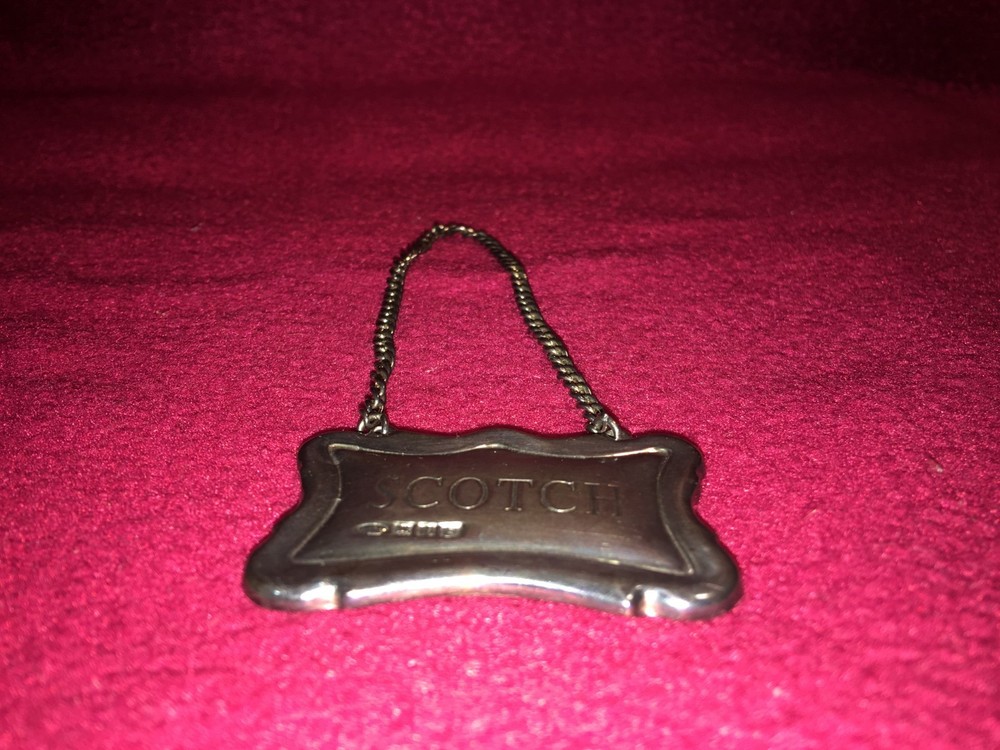 Vintage Pottery Barn Sterling Decanter Tag "Scotch"