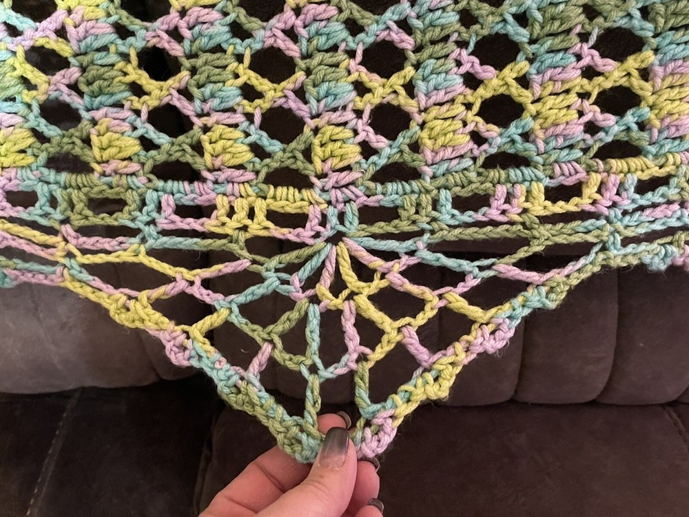 Home Crafted Crocheted Couch Runner/Spring Colors 74 X 22+ Easter Home Decor
