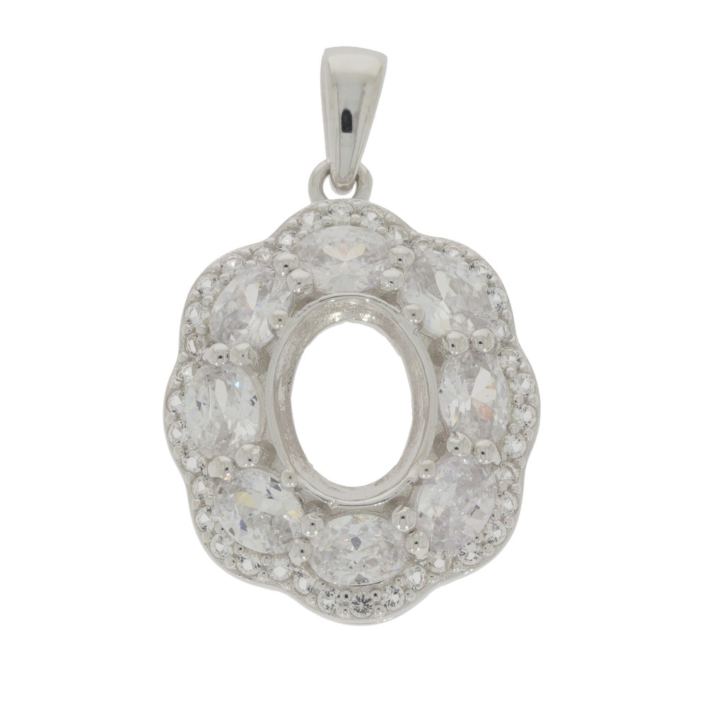 Sterling Silver Semi Mount Pendant Setting Oval OV 9x7mm