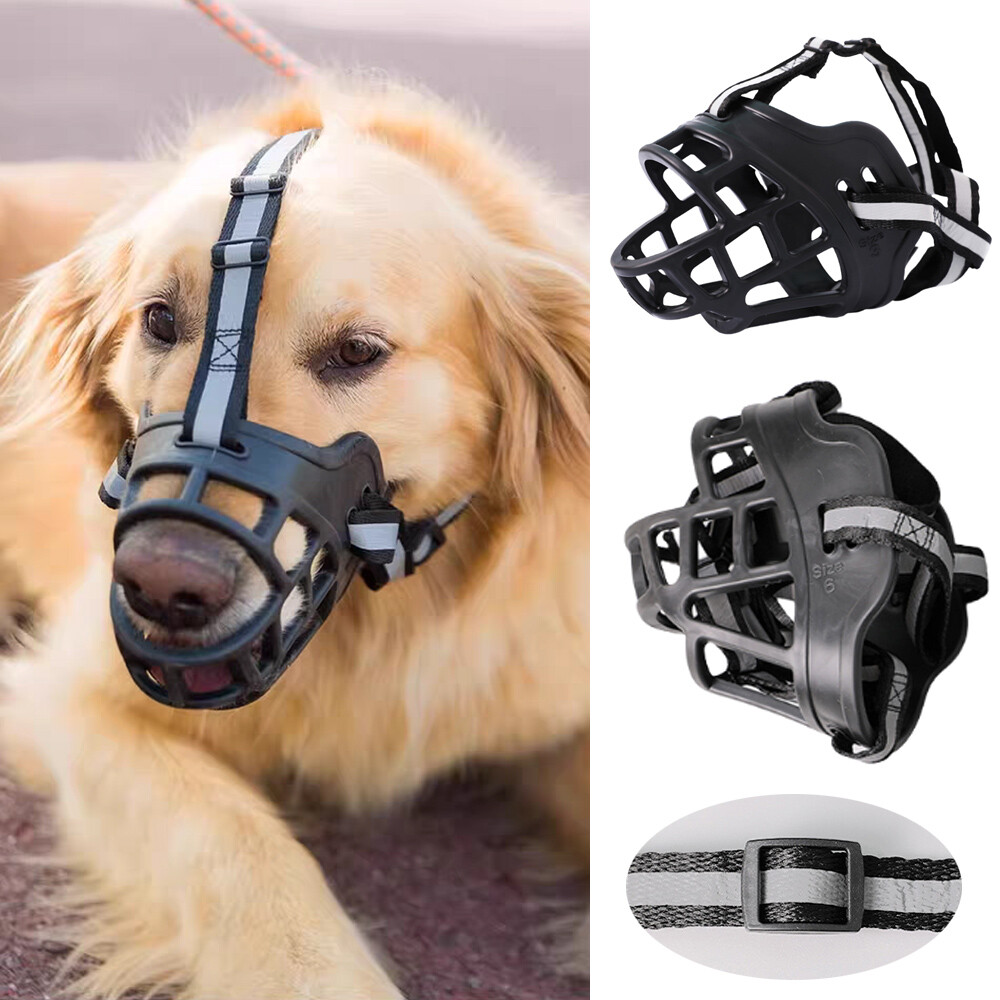 Large Pet Dog Basket Muzzle Mouth Cover Mesh Cage NoBarking Biting Chewing Black