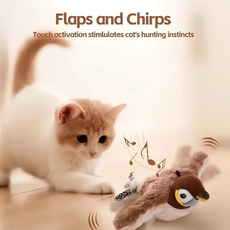 USB Interactive Flying Bird Cat Toys Electronic Pet Simulation Sparrow Toy US