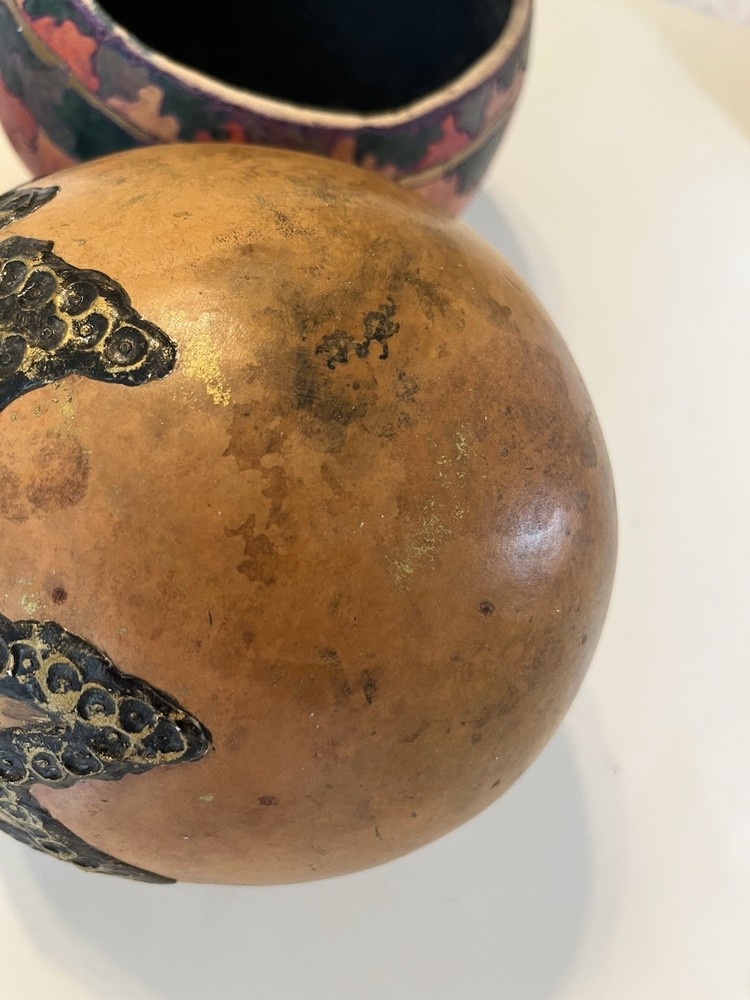 3 Hand Painted Decorative Planter Gourds