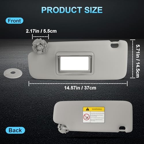 Sun Visor Driver Side for 2011-2019 Chevy Cruze, Gray, Left Left Driver Side
