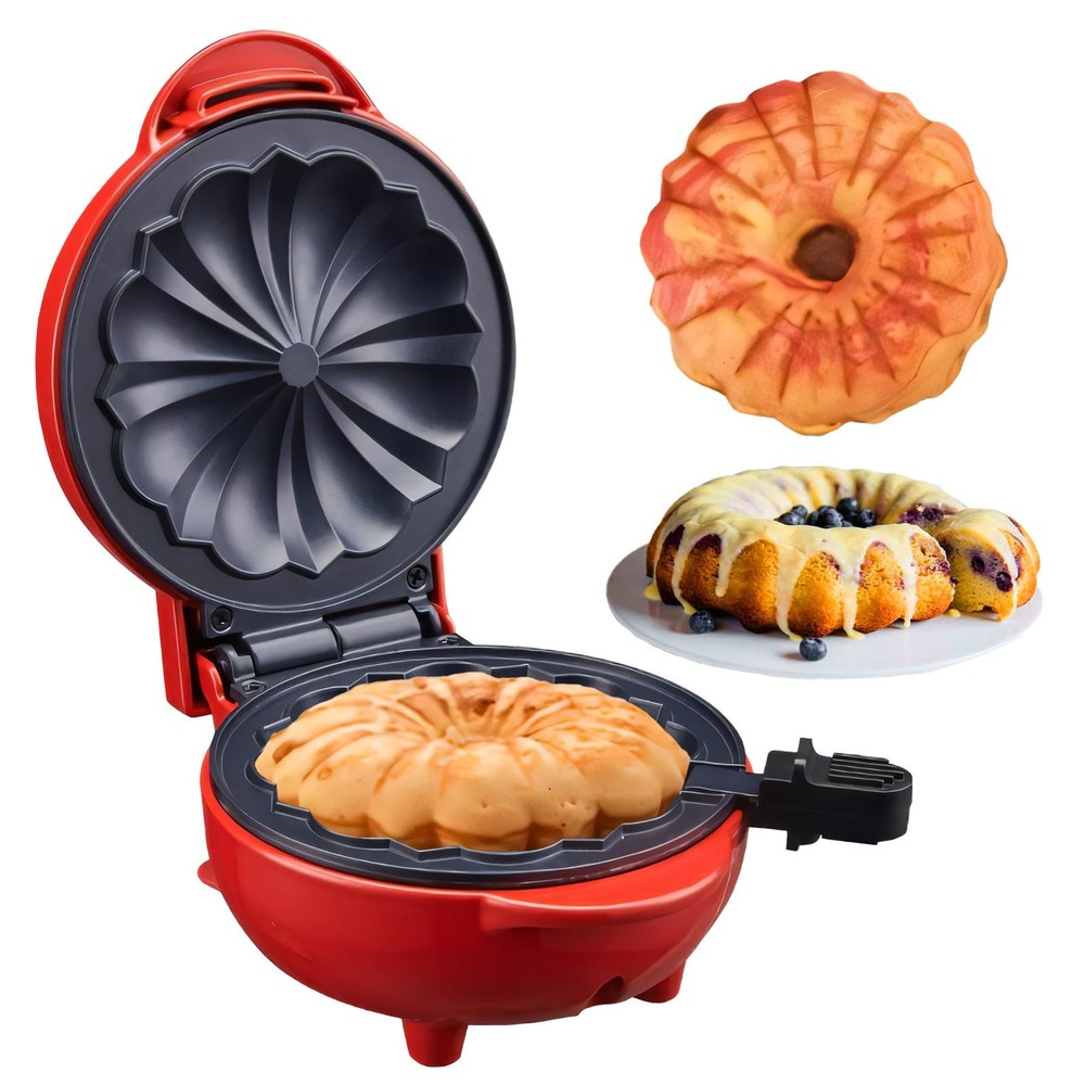 Mini Cake Maker, Portable Mini Bundt Cake Maker Double-Sided Heating, electri...