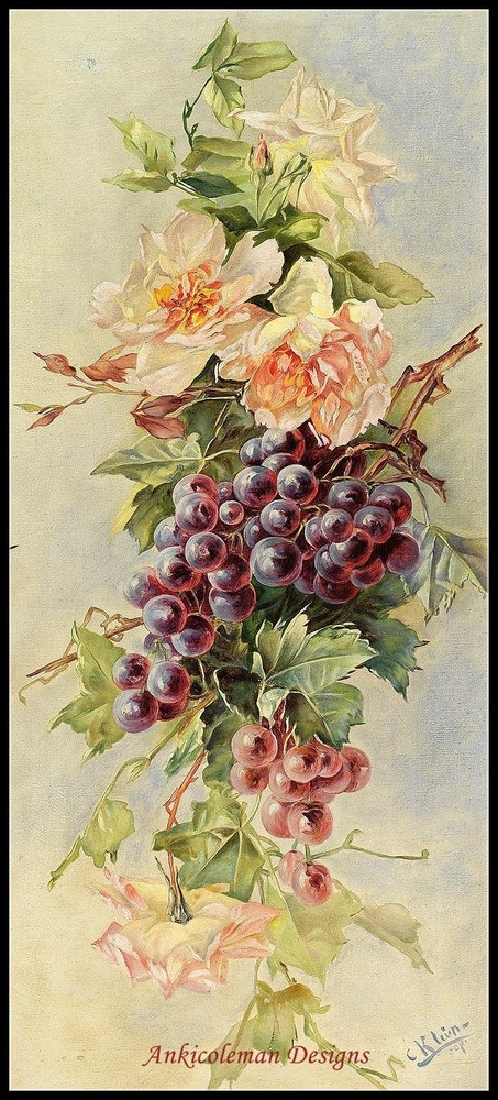Chart Needlework Crafts DIY - Counted Cross Stitch Patterns - Grapes and Roses