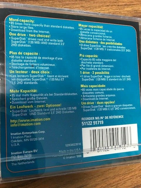 Imation Superdisk 120MB Mac Format Blank Disk 51122
