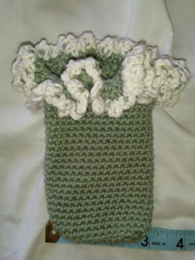 Gift Bag, Crochet Drawstring Pouch, Keepsake Sack, Rosary, Wristlet