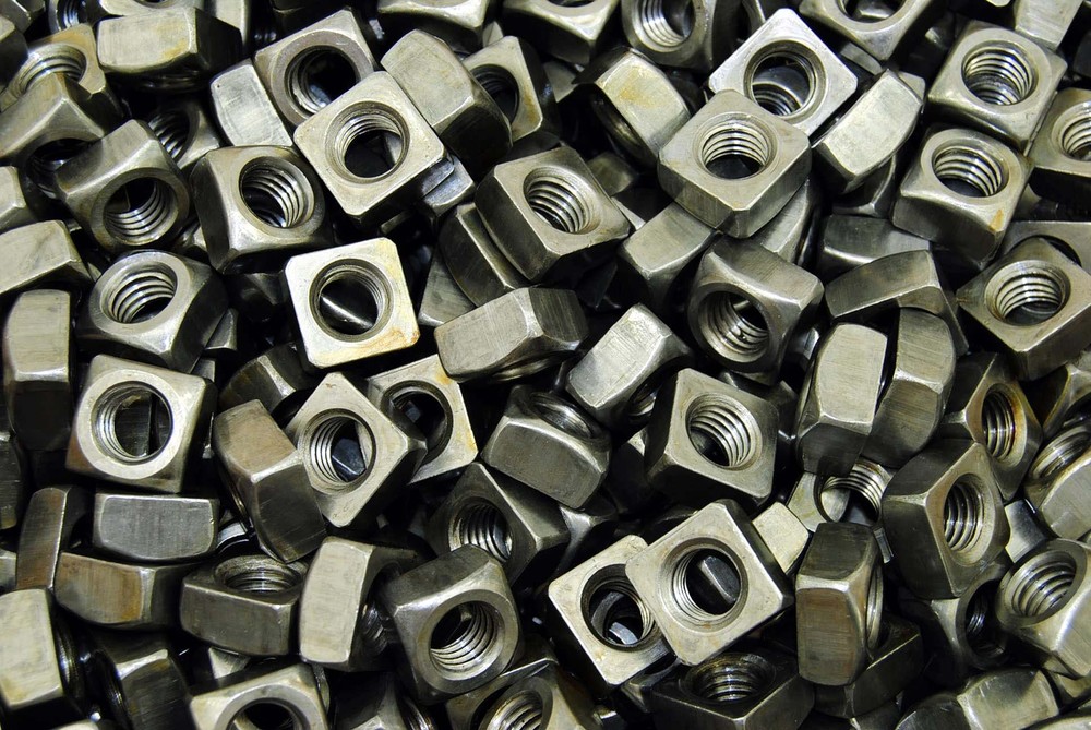 (100) Unplated 1/2-13 Square Nuts - Coarse Thread - Plain Steel