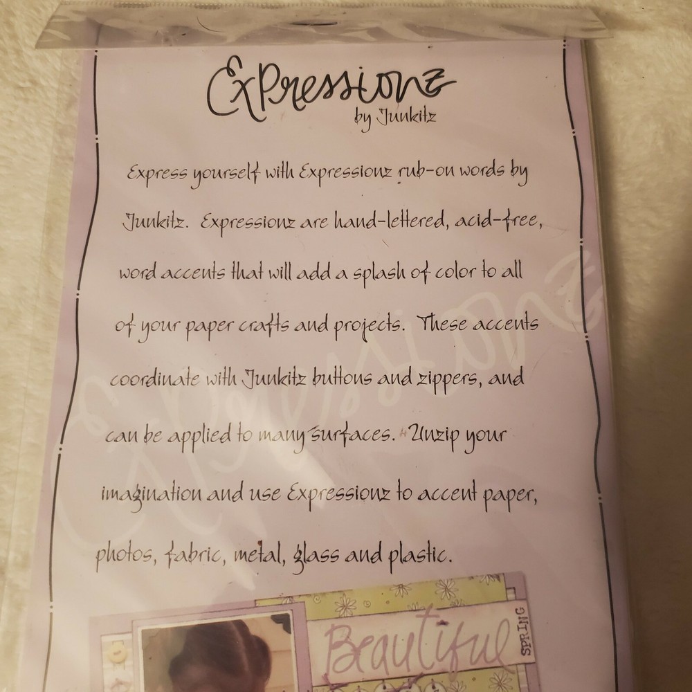 New Sealed Expressionz Rub-Ons by Junkitz Grandparents Expressionz