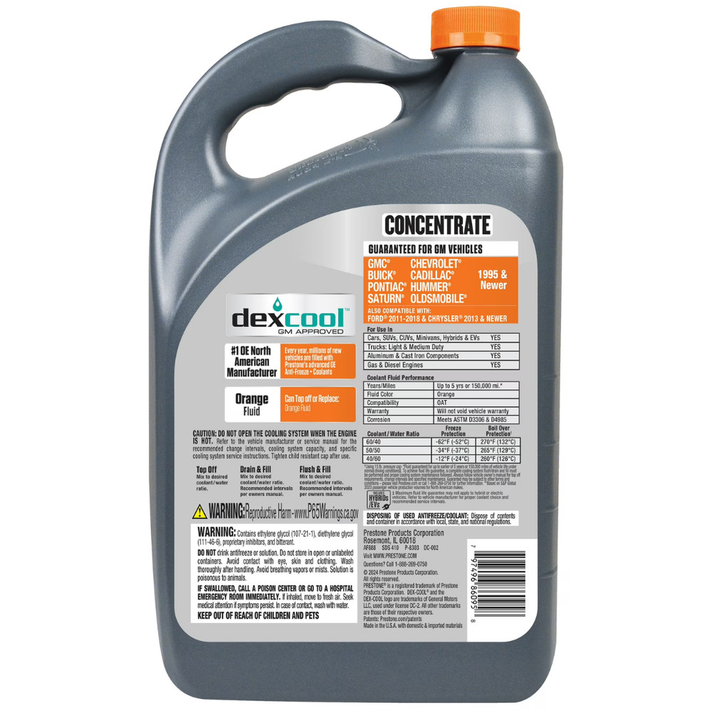 2 Pack Prestone Dex-Cool Anitfreeze/Coolant Concentrate, 1gal
