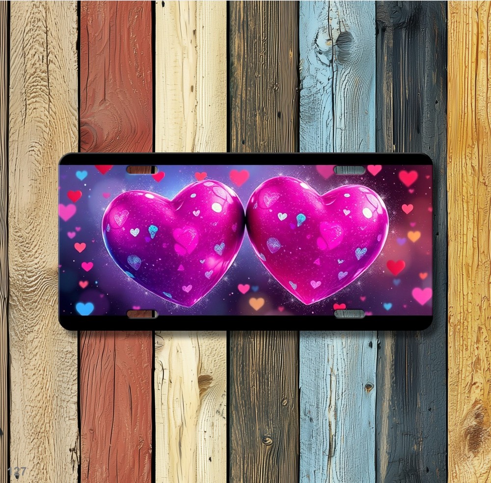 Bold Hearts License Plate Personalized Car Tag Gift Idea