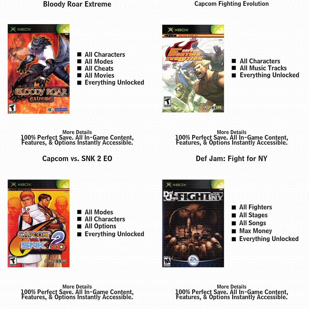 Marvel vs. Capcom 2 100% Complete All Xbox USB Saves