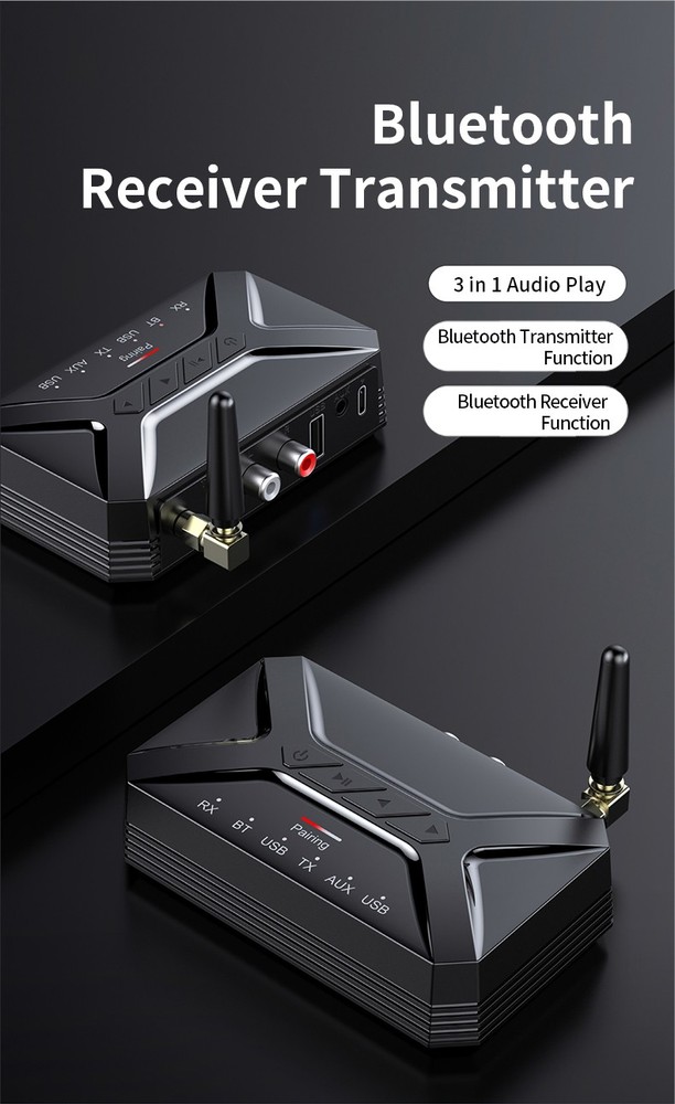 Bluetooth 5.1 Audio Transmitter&Receiver 2 in1 Adapter RCA/AUX