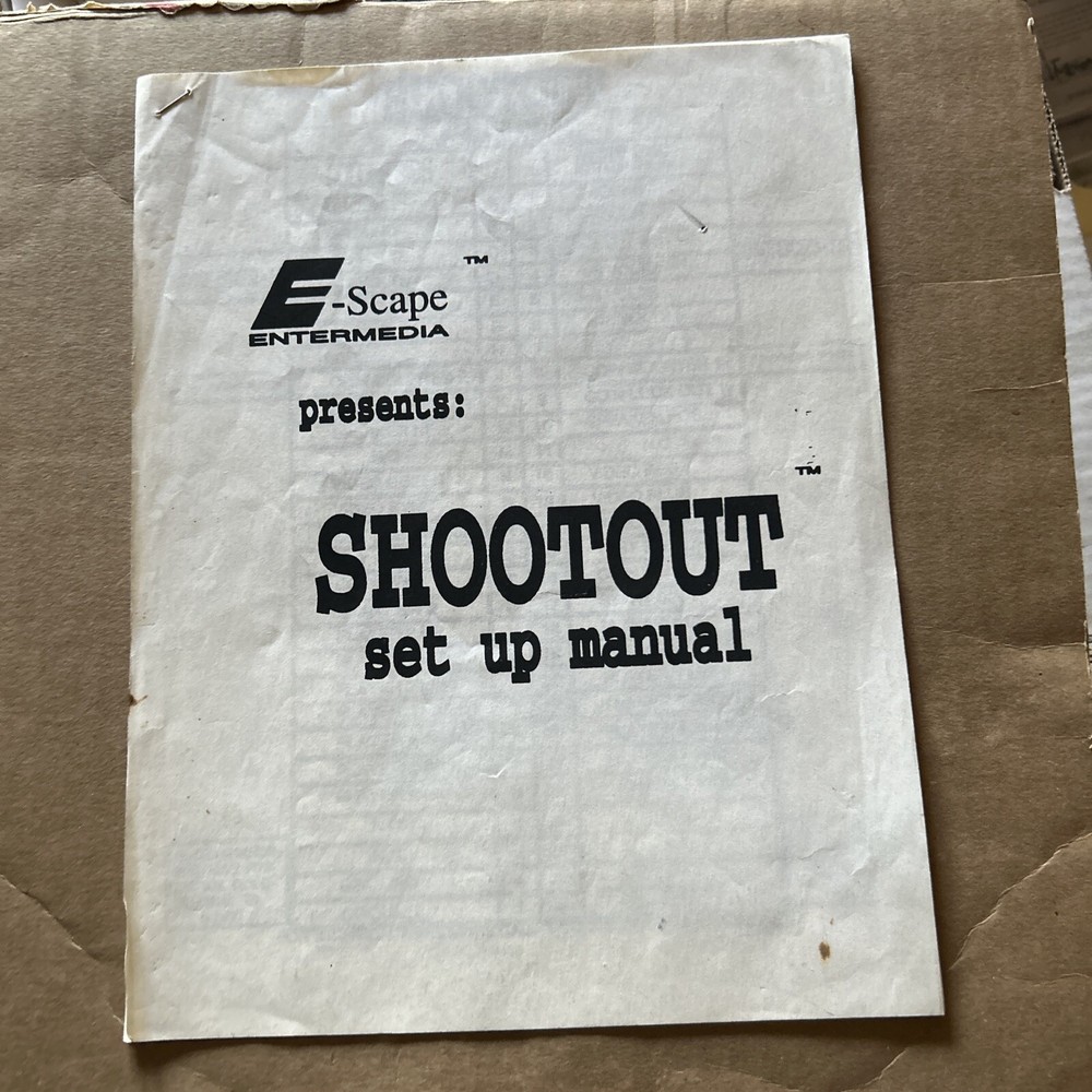 ORIGINAL Shoot Out  E Scape ARCADE video game Owners manual