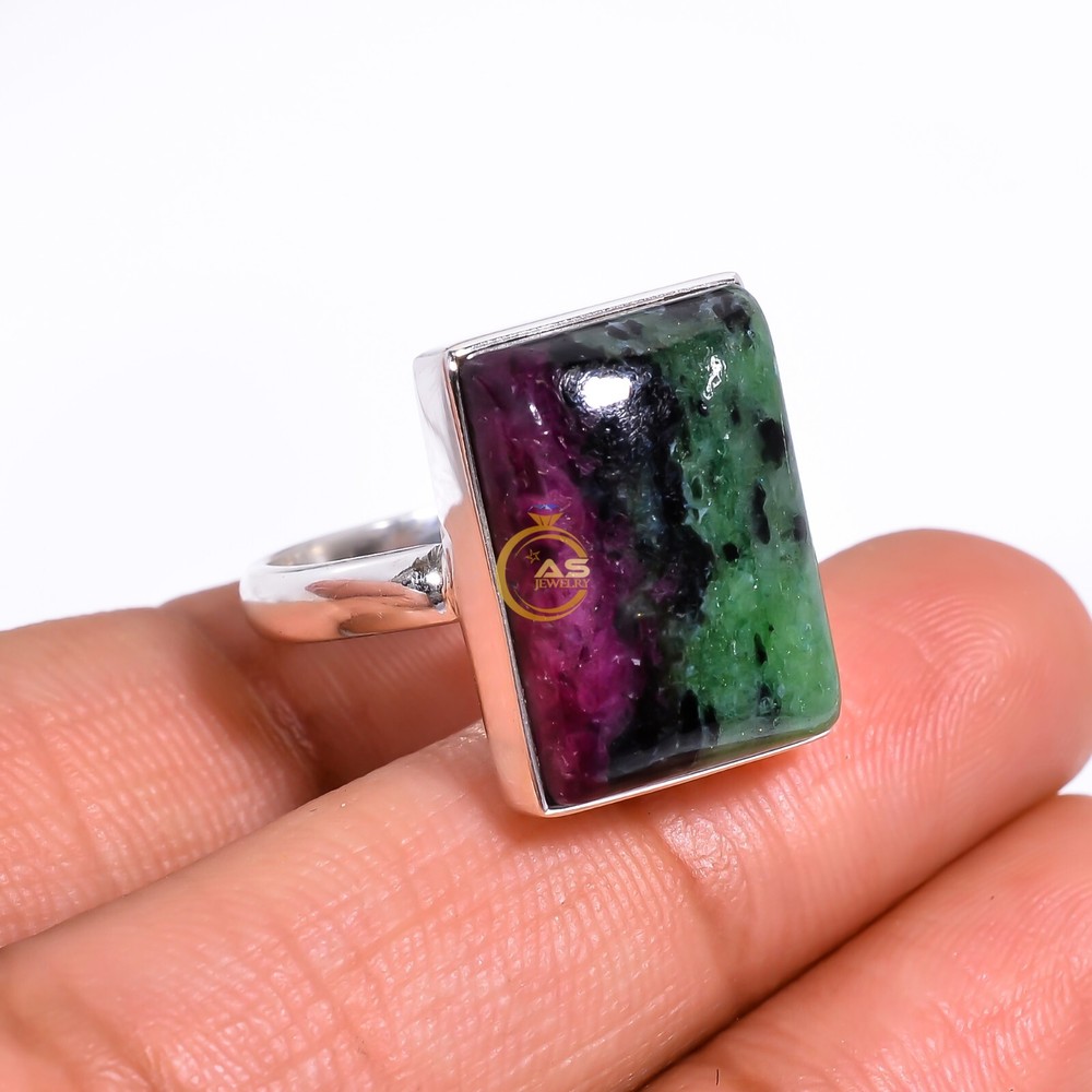 Natural Ruby Zoisite Gemstone 925 Sterling Silver Handmade Statement Pendant