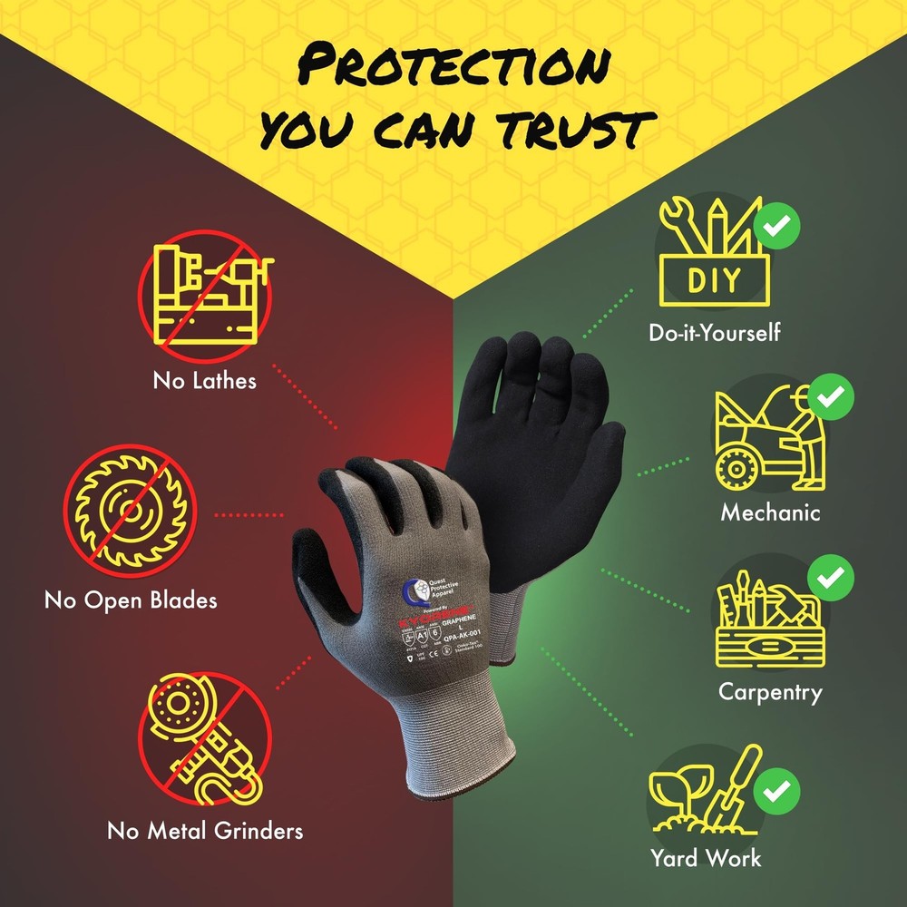 Quest Protective Apparel Cut Resistant Work Gloves (ANSI A1) – Lightweight