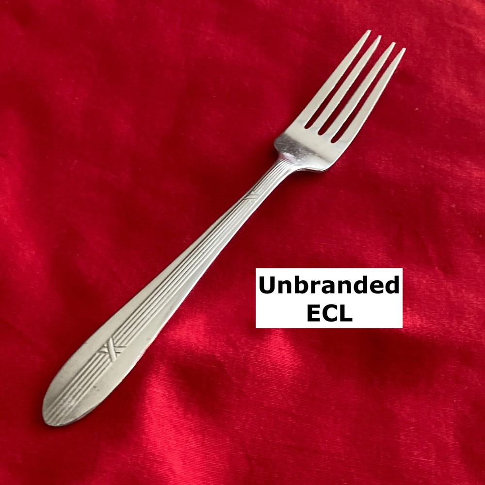 ECL Dinner Fork 7 1/8" Criss Cross Ridges Stainless Steel Flatware Unbranded