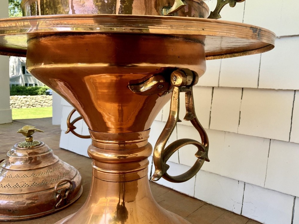 Middle Eastern Vintage Brazier Heater FirePit Polished Brass & Copper 35" MINT!
