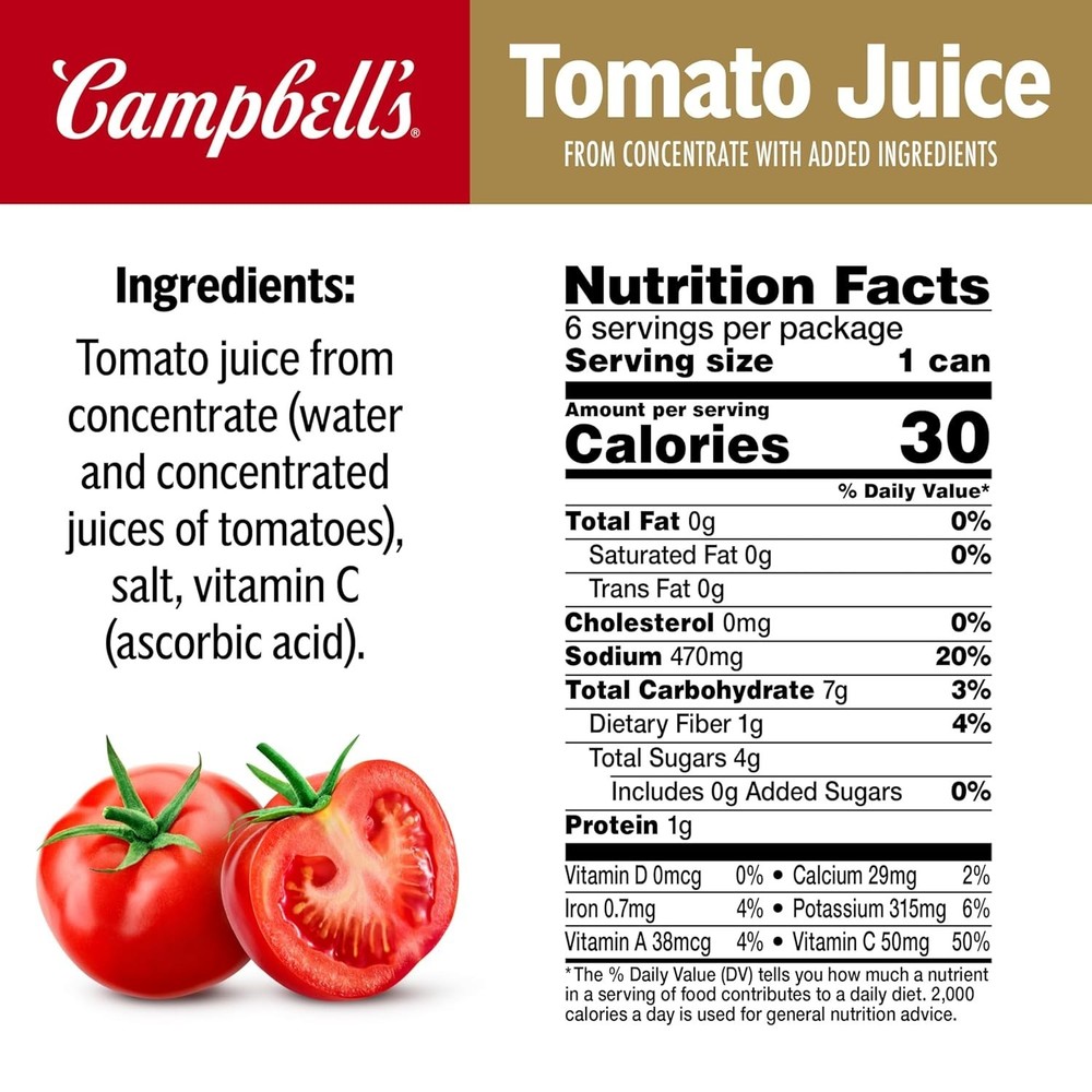 100% Tomato Juice, 5.5 fl oz Can 48 Pack