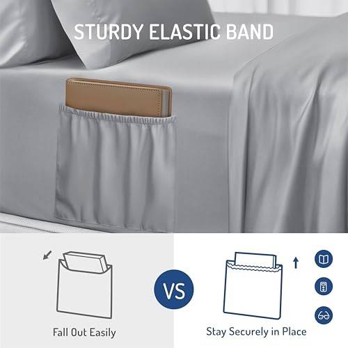 DOC Queen Size Sheet Set – 4 Pieces Bedsheets King Light Grey Extra Deep Pocket