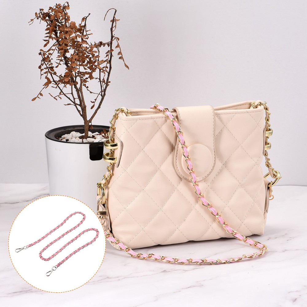 Purse Chain Strap, 47" Purse Strap Shoulder Bag Replacement Strap(Pink+Silver)