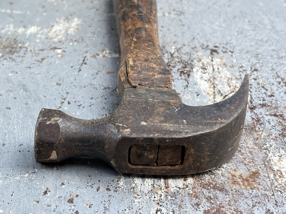 Vintage Claw Hammer Wood Handle Carpenter Tool Nail Puller Rustic