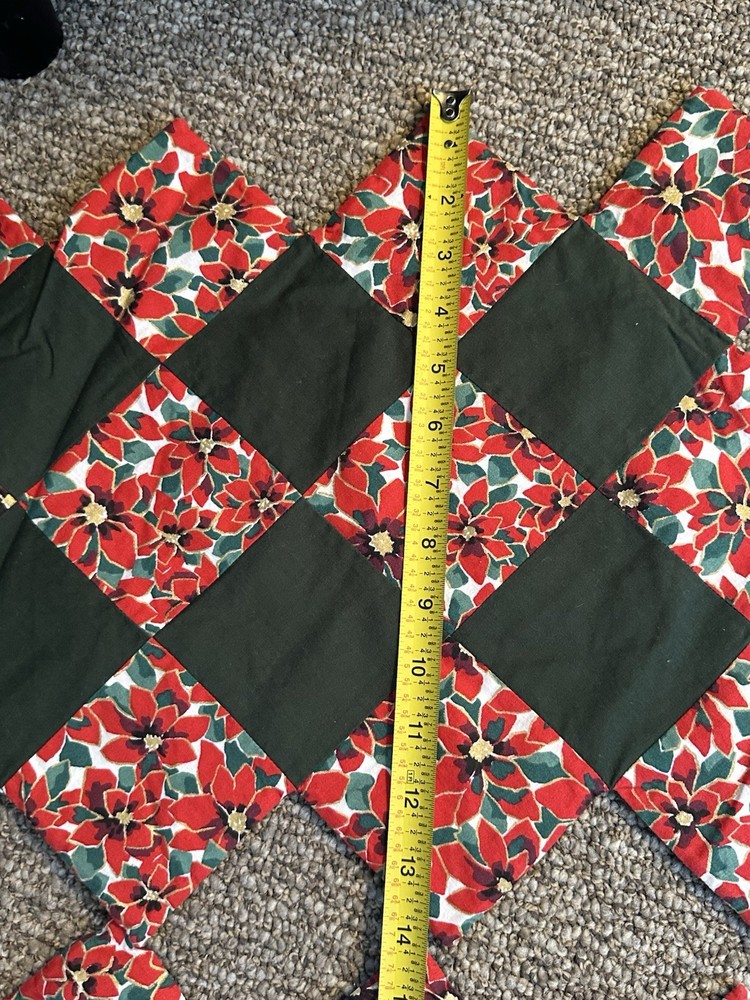Poinsettia Quilted Table Runner with Same pattern table Topper