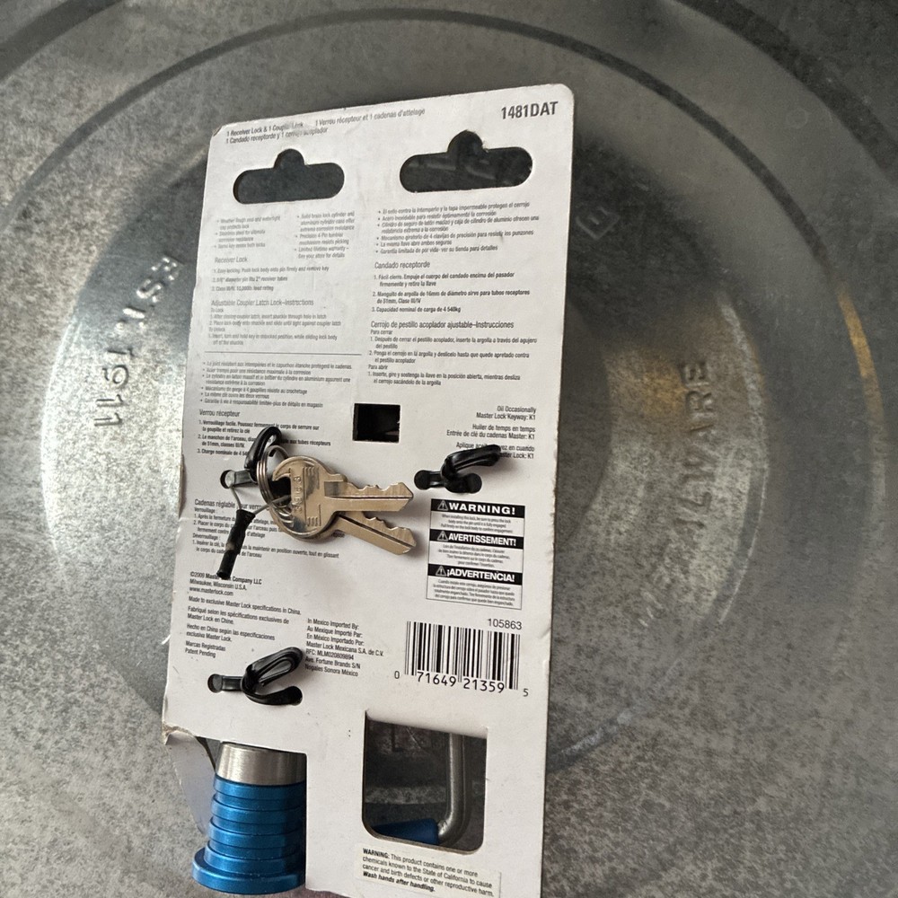 MasterLock 5/8" Stainless Steel Receiver Lock W Adjustable Coupler Latch Lock