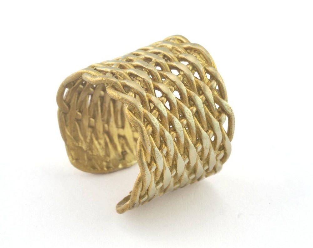 Plait Ring Textured Adjustable Ring Raw brass (19mm 9US inner size) 3297