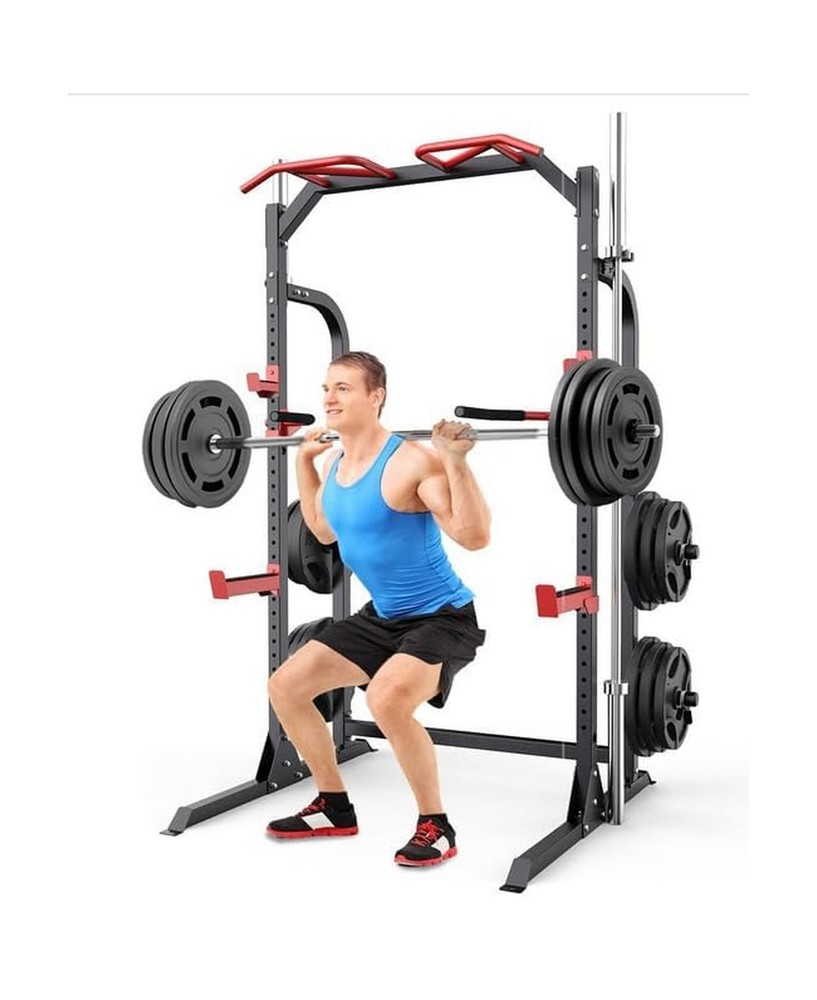 SunHome Power Cage Squat Rack, Power Rack with Pulley System, Adjustable Cabl...