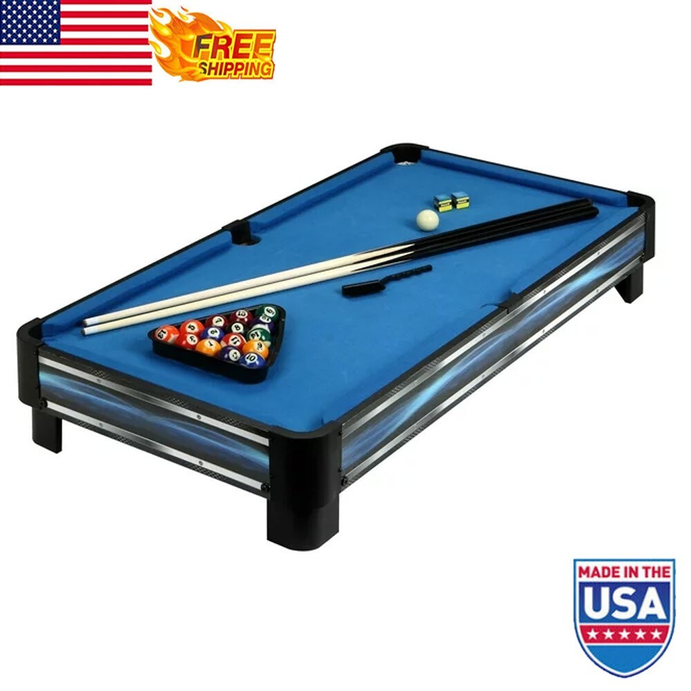 Compact Tabletop Pool Table W/ Non Marking Skid Pads Game Room Engineered Wood