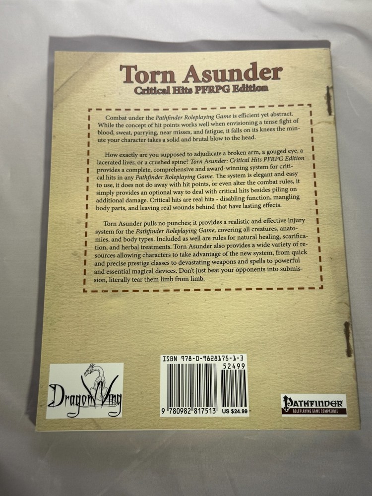Pathfinder Torn Asunder Critical Hits PFRPG Edition