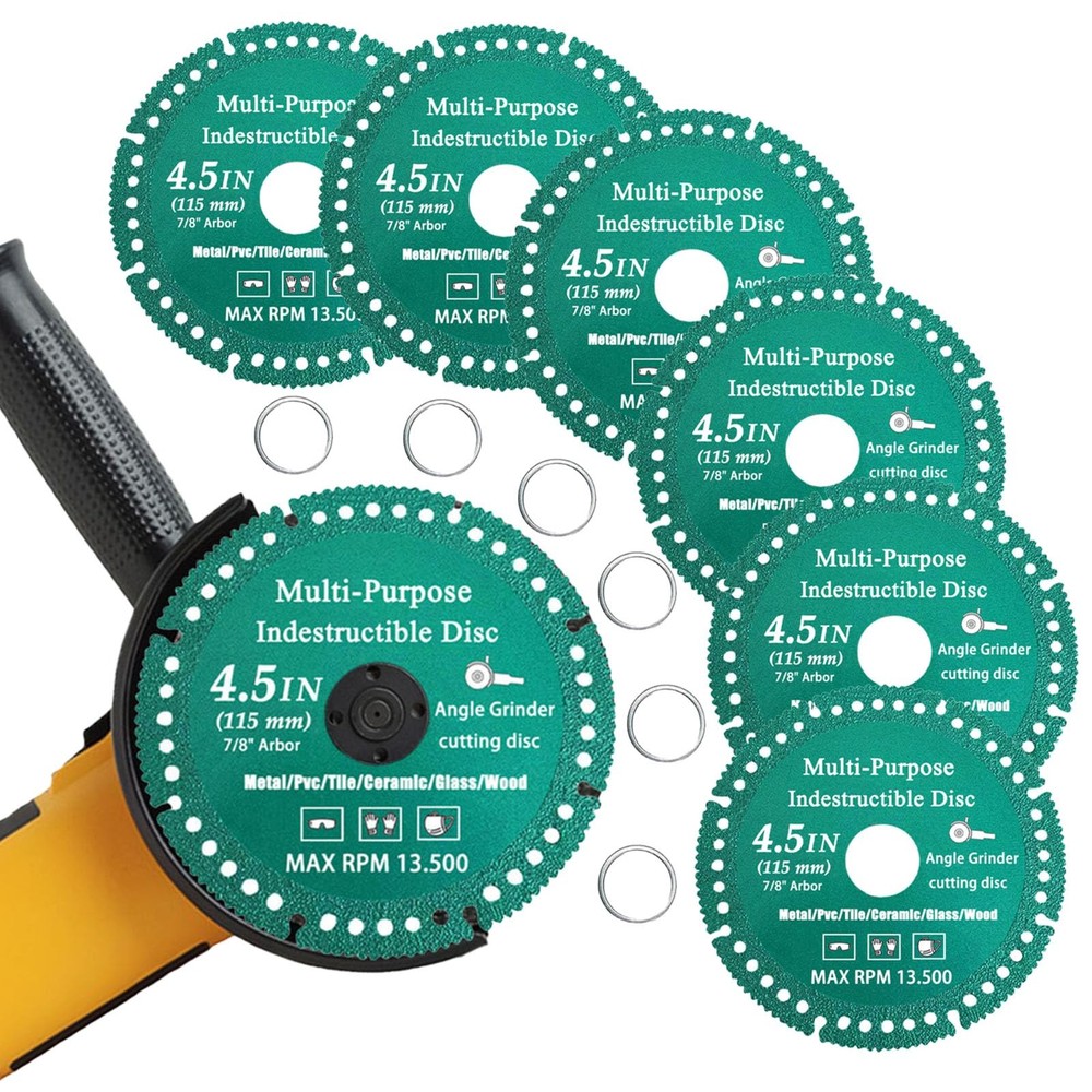 6 Pack 4-1/2" Indestructible Disc for Grinder Set, Diamond Multi-Purpose Saw Bla