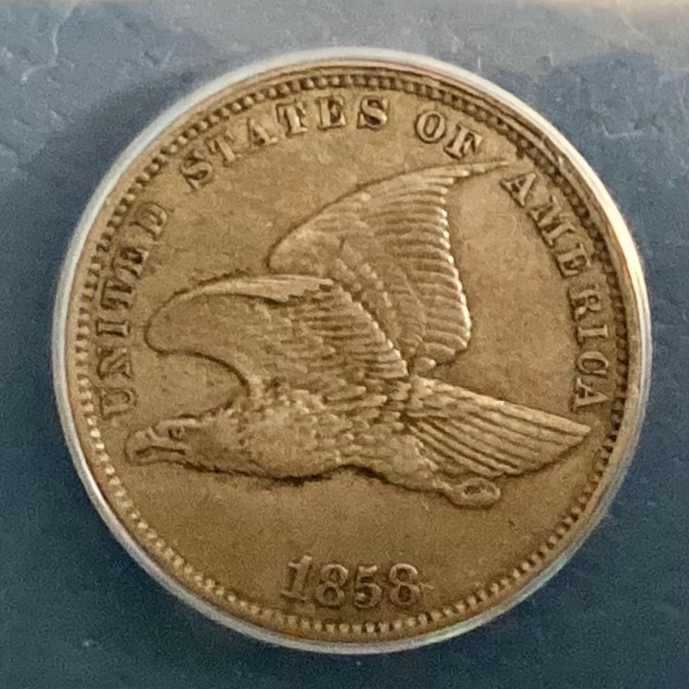 1858 Small Letters US Flying Eagle Cent ANACS EF 45