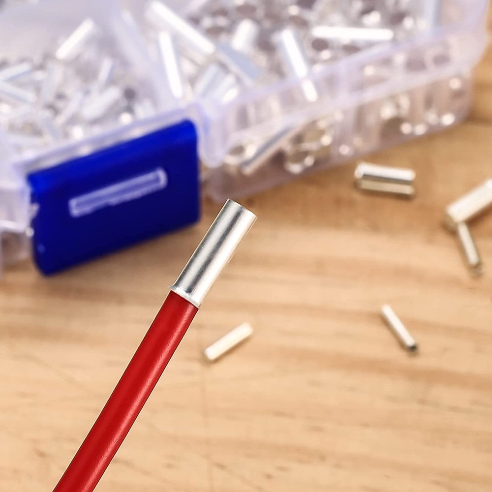 QOOSIKICC 650 Pcs 7 Sizes Wire Ferrules Kit, Tinned Copper Crimp Silver