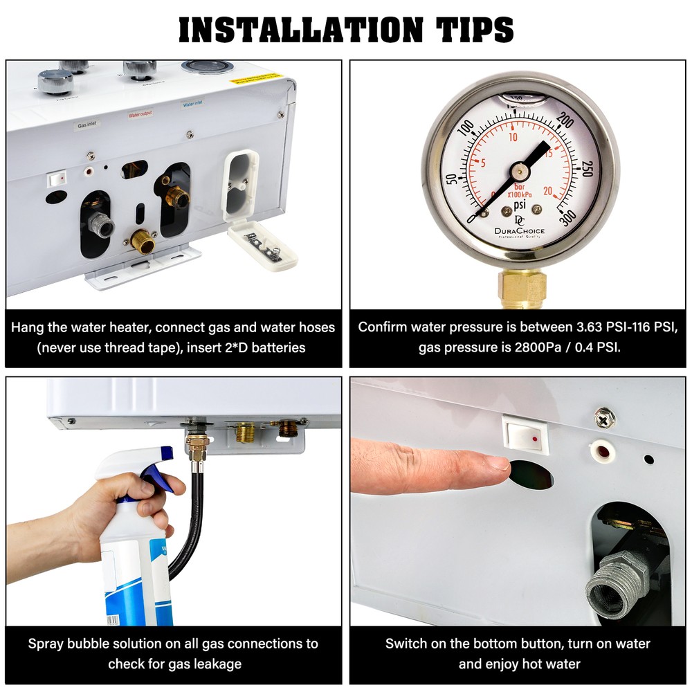 18L/5GPM LPG Propane Gas Water Heater On-Demand Instant Hot Boiler + Shower Kit