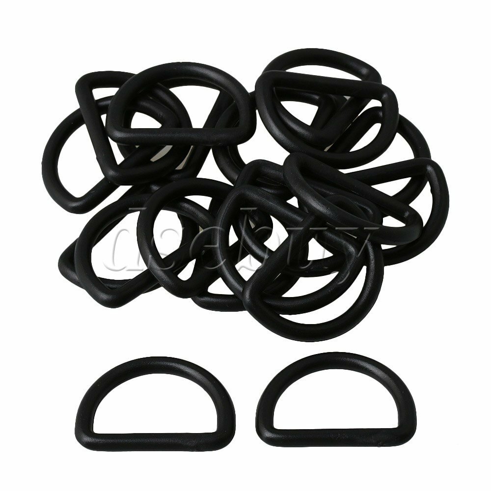 40x D Ring Adjustable Black Plastic Buckle for Bag Webbing 25mm Inner Diameter