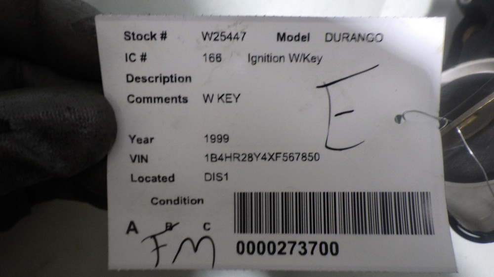 99 DODGE DURANGO Ignition W/Key