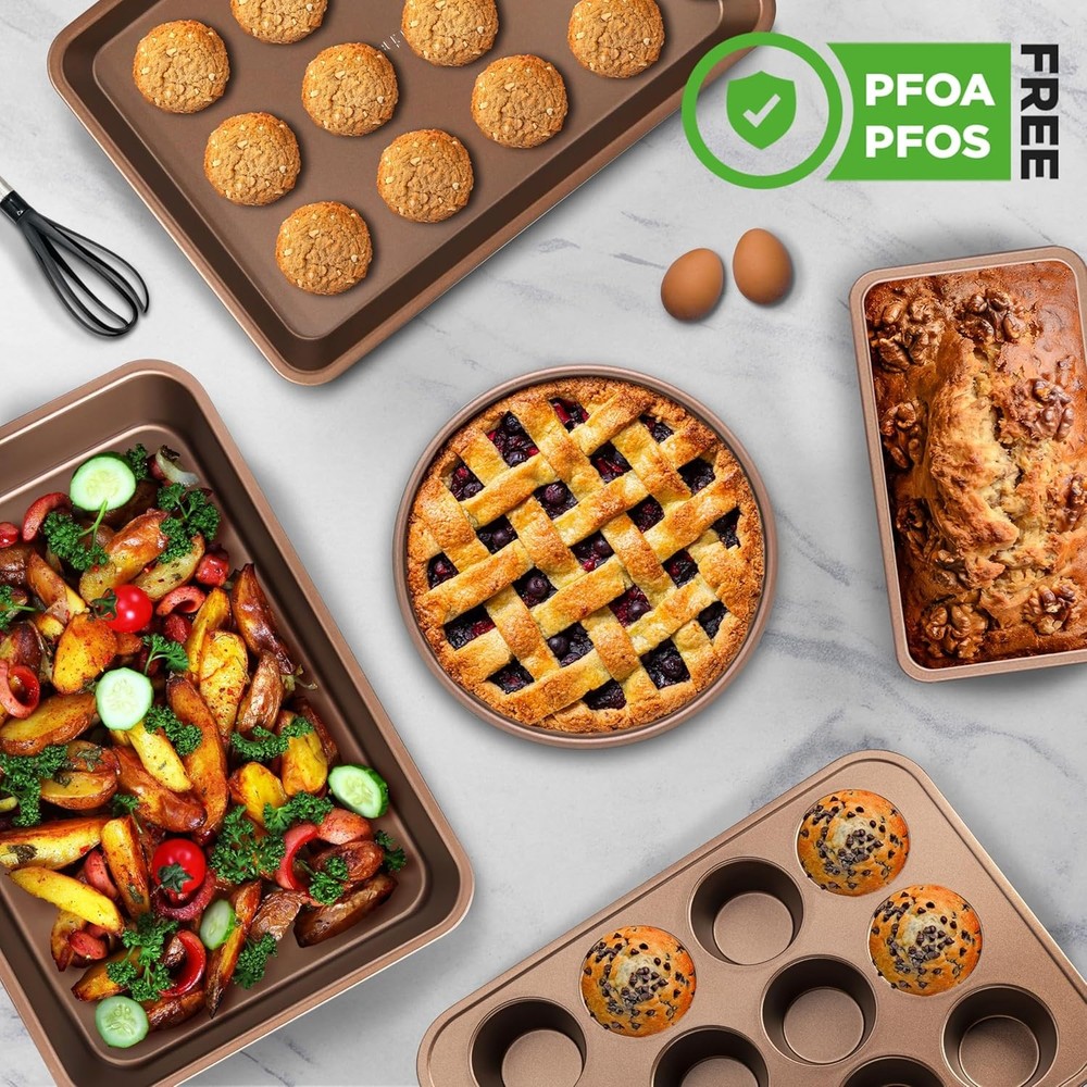 6-Piece Nonstick Bakeware Set Carbon Steel Baking Pans Set Includes Cookie