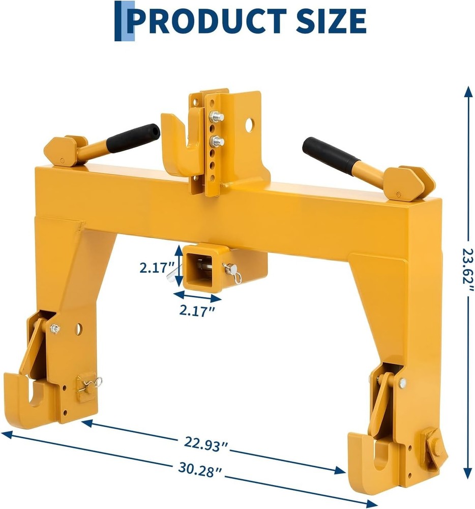3 Point Quick Hitch, 3000LBS w/ 2" Receiver Adaptation to Category 1 Tractor