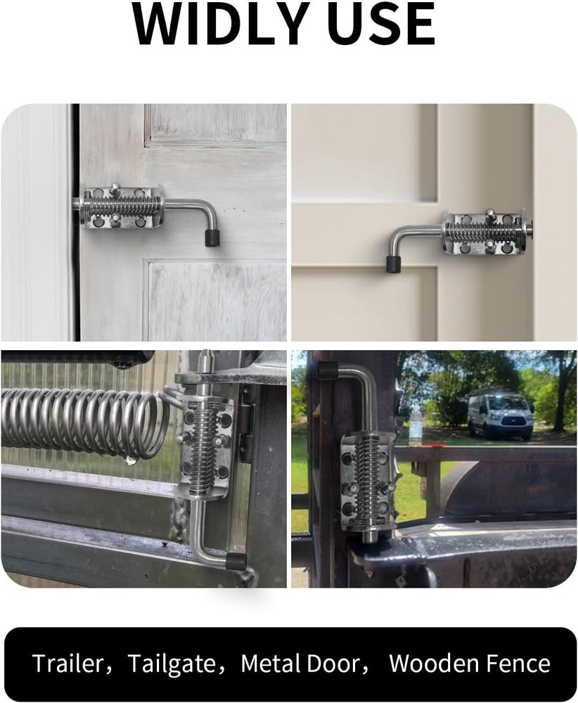 2PCS Spring Loaded Latch Pin 5in Stainless Barrel Bolt Lock for Gate Shed