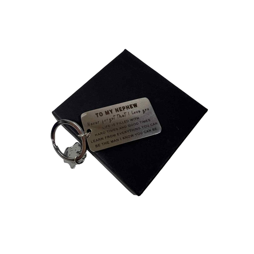 Nephew Gift Silver Toned embossed Keychain Gift