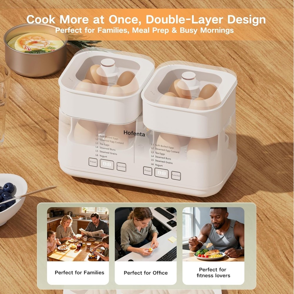 Evoloop Rapid Egg Cooker Electric 16 Eggs Capacity, Soft, Medium, Hard Boiled, P