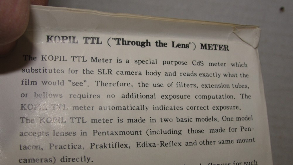 KOPIL CDS TTL (THROUGH THE LENS) METER - FRONT FITTING