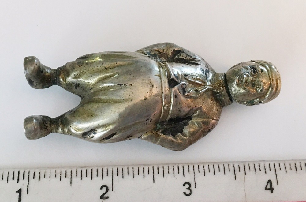 Antique Victorian 800 Silver Pomander, Figural