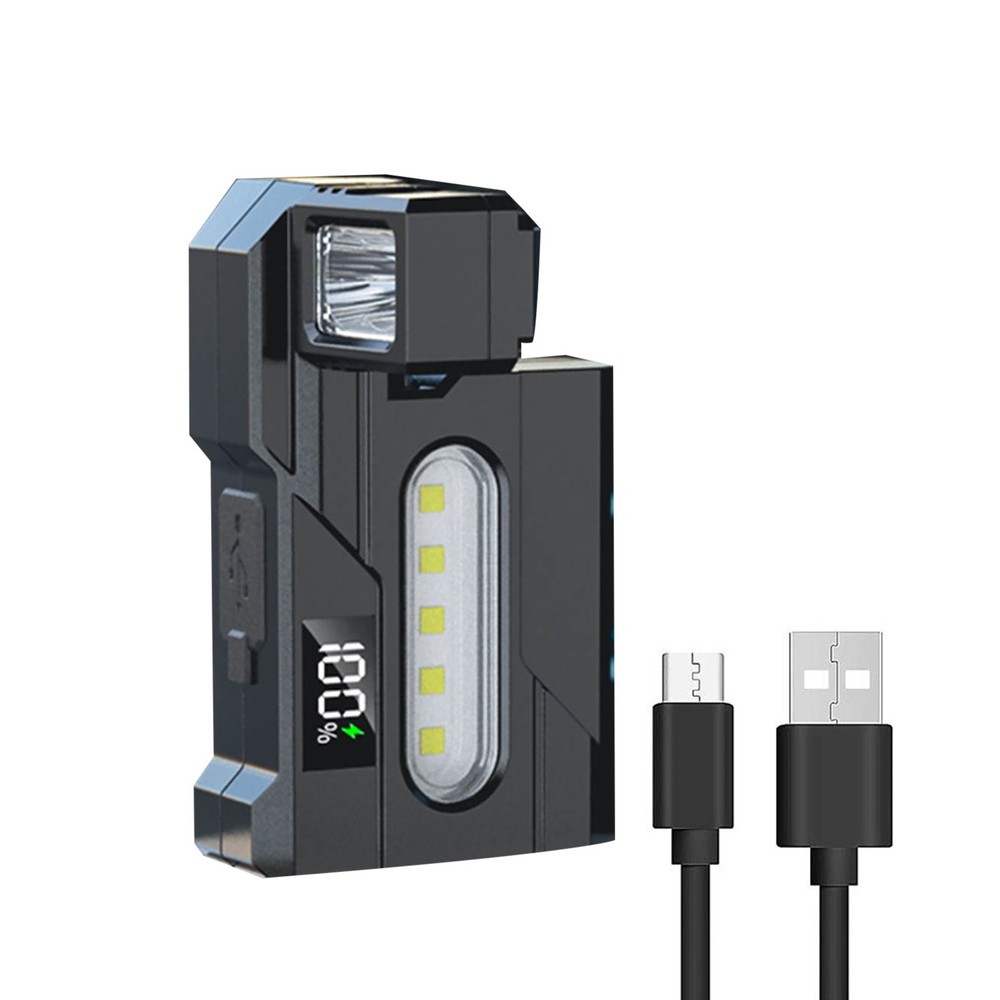 LED Magnetic Work Light USB Rechargeable Flashlight with Side White Red Blue LED