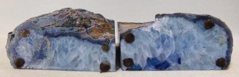 Blue Crystal Geode Bookends