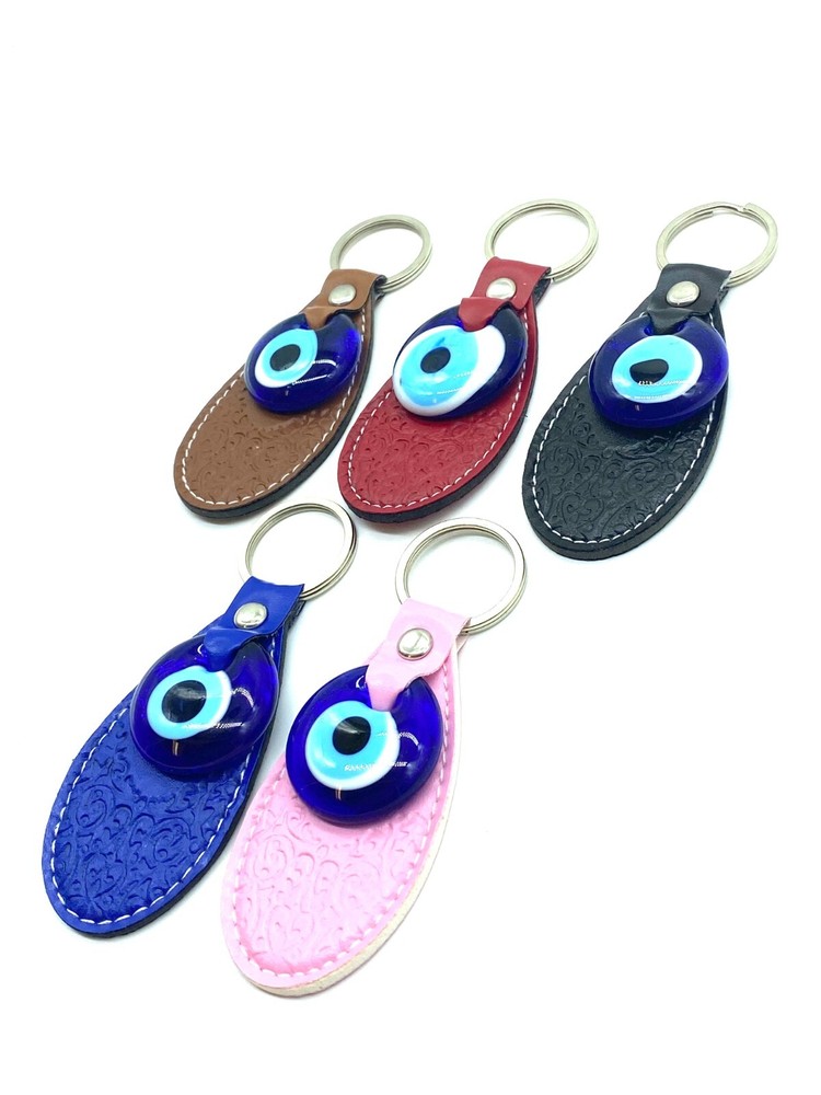Turkish Leather Evil Eye Key Chain for Protection #1006
